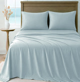 LinenCart grey brushed microfibre sheet set on a made bed