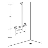 Dolphy Offset Flush Mount Shower Grab Rail RH 1100x700mm – Stainless Steel Bathroom Safety Support Bar – Silver