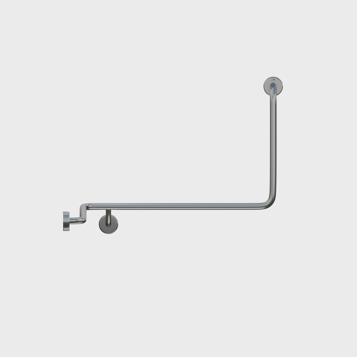 Dolphy 90 Flush Mount Modular Stainless Steel Grab Rail 1100 x 1025 x 600mm LH – Left-Hand Wrap Around Safety Bar for Showers & Bathrooms – Silver