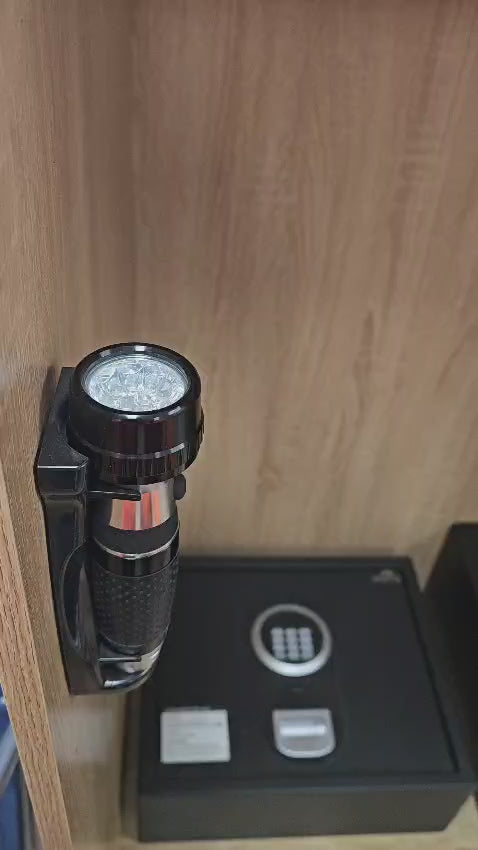 Dolphy Automatic LED Anti-Theft Wall Mounted Emergency Torch – Aluminium Alloy, Battery Operated, Black – Ideal for Hotels, Offices & Homes