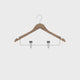 Dolphy Standard Wooden Clothes Hanger with Clips – Pack of 24, Natural Wood Timber Finish, Non-Slip Bar, Secure Metal Clips for Pants & Skirts