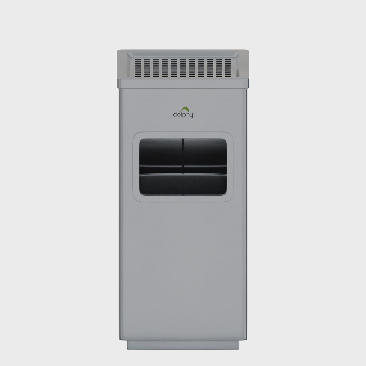 Dolphy Stainless Steel Ashtray Bin 24L – Smoke Extinguishing Trash Can with Removable Galvanized Inner Bucket, Anti-Fingerprint SUS201, Square Design, Silver (DWBN0106)