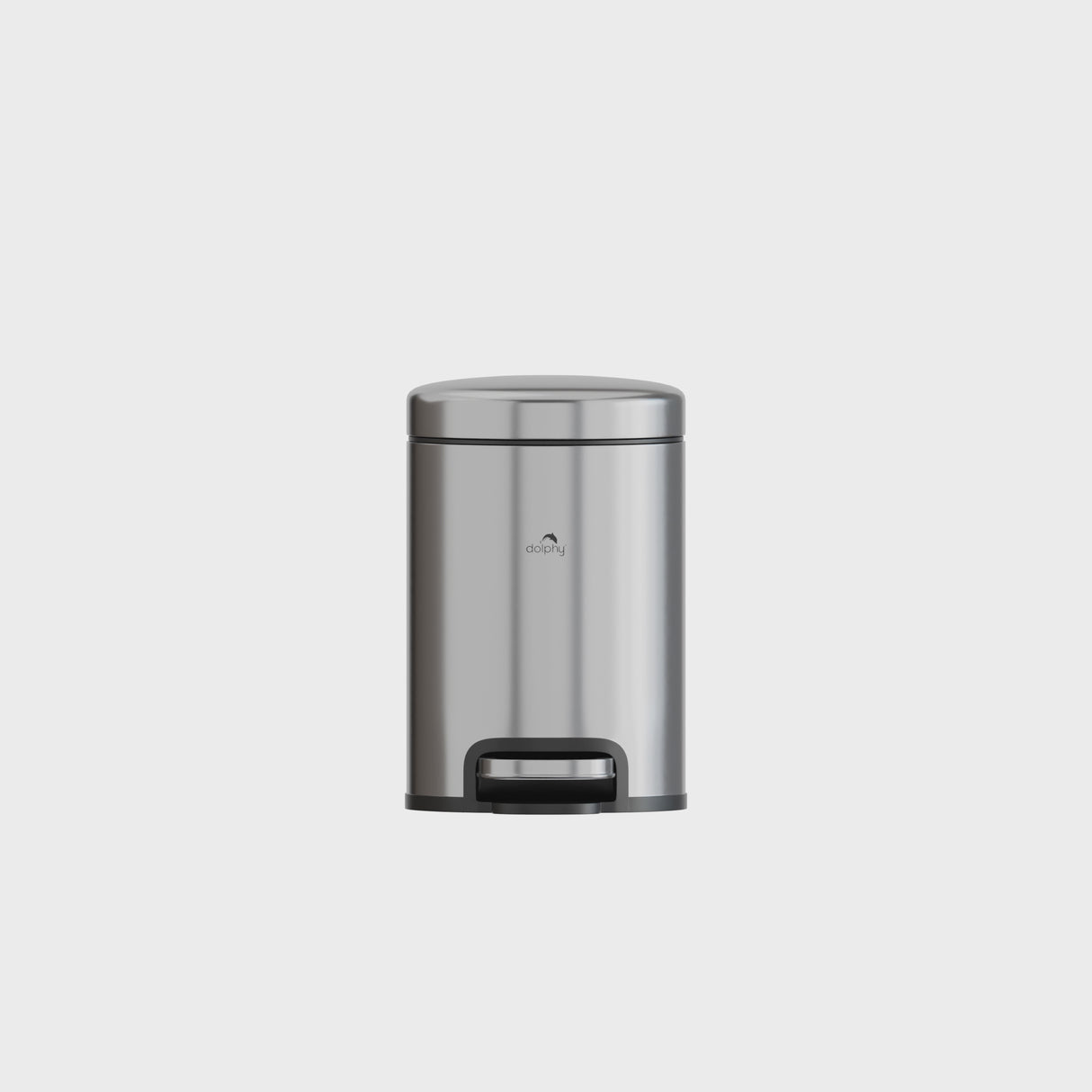 Dolphy 6L Round Stainless Steel Bin with Foot Pedal – Silent Soft-Close Trash Can for Bathroom, Kitchen, Office & Hotel – Matte Silver