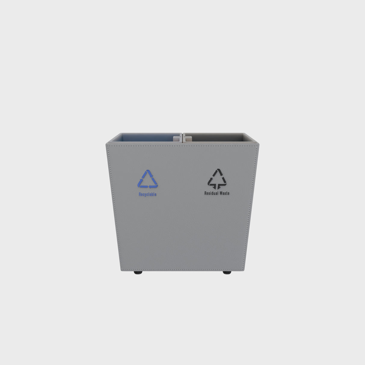 Dolphy 14L Premium Grey Leather & Wood Dual Compartment Recycle Bin – Stylish Waste Separation for Home, Office & Hotels
