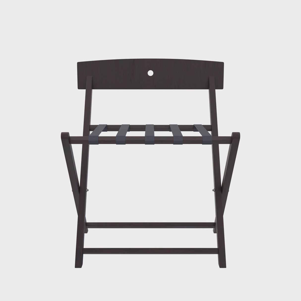 Dolphy Wooden Luggage Rack with Back Support – Foldable Oak Frame, Felt Wall Protector & Heavy-Duty Nylon Straps