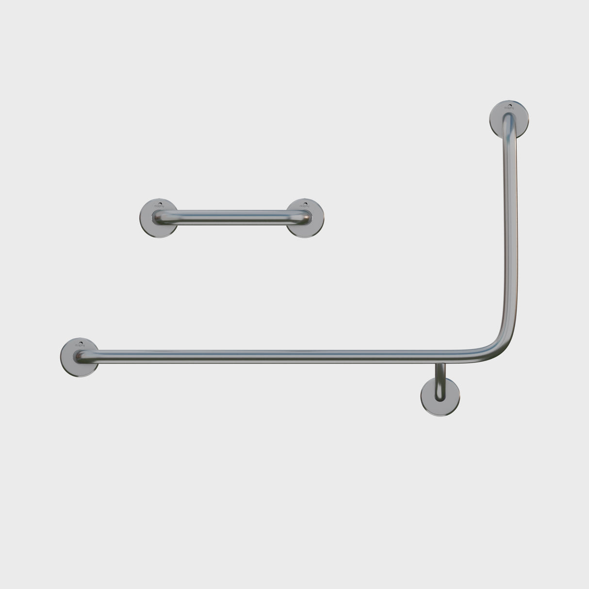Dolphy 90 Flush Mount Side Wall Grab Rail LH 950x600mm – Stainless Steel Bathroom Support Bar – Silver