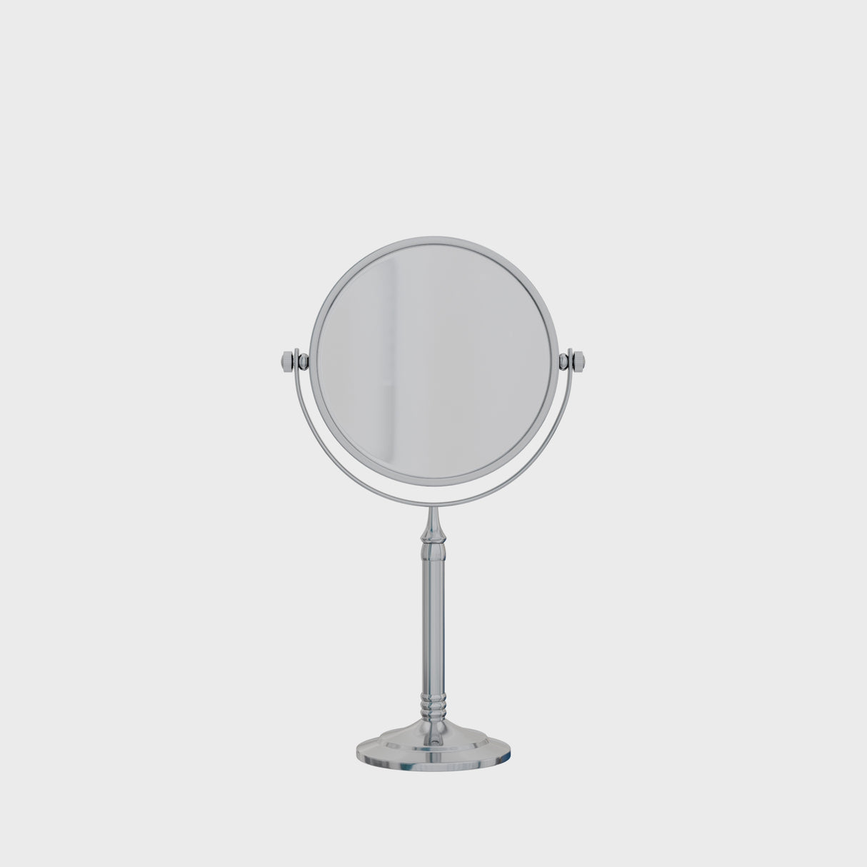 Dolphy 8-Inch Dual-Sided Tabletop Magnifying Mirror – 1X/5X Magnification, 360° Swivel, Silver Finish, Freestanding Makeup Mirror