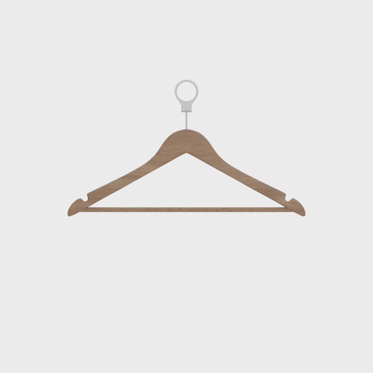 Dolphy Security Wooden Cloth Hanger (Pack of 50) – Natural Brown Timber with Anti-Theft Ring, Non-Slip Bar & Grooved Shoulders