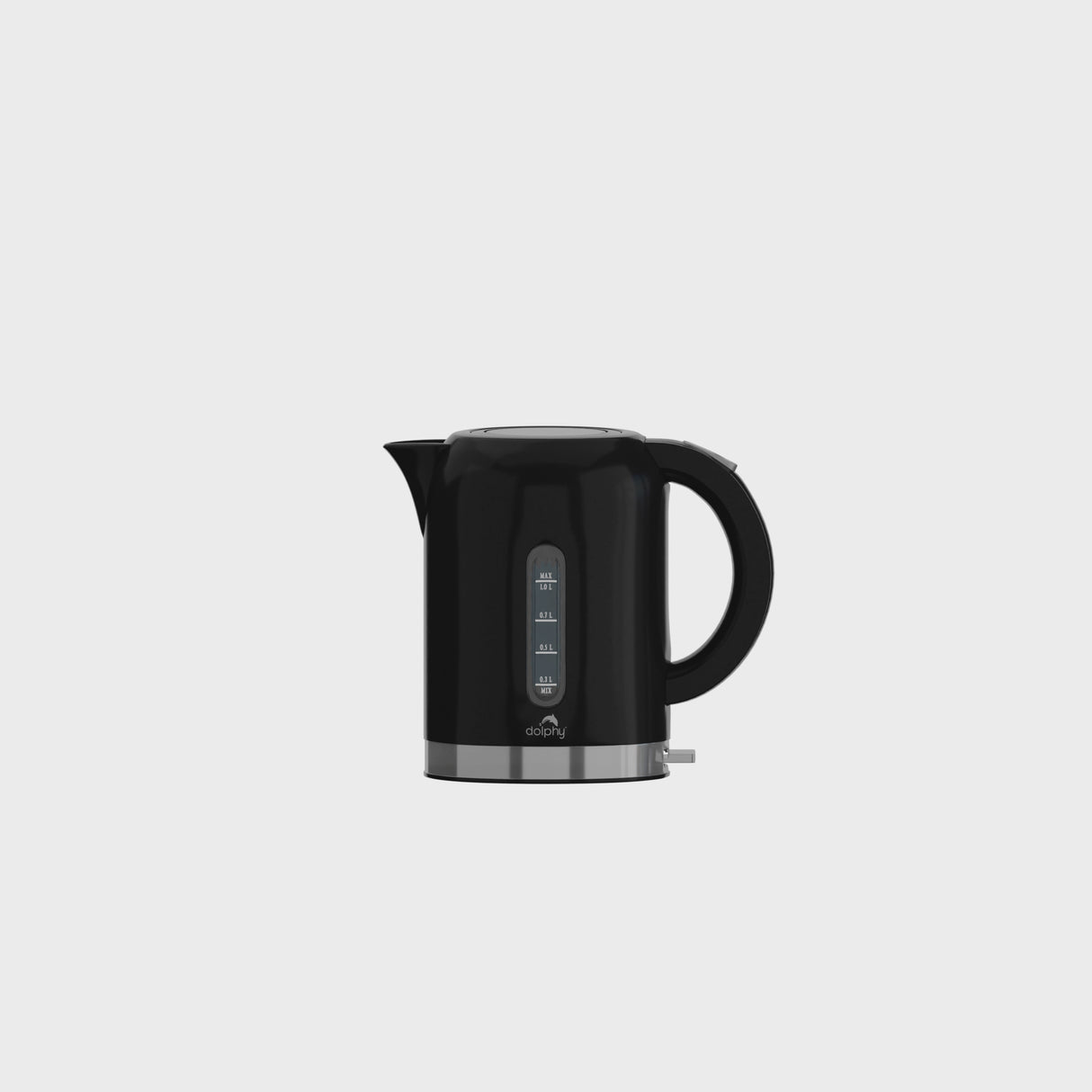 Dolphy 1L Electric Kettle – Black Compact Hot Water Kettle with 360 Swivel Base, Concealed Heating & Auto Shut-Off, Ideal for Hotel & Home Use