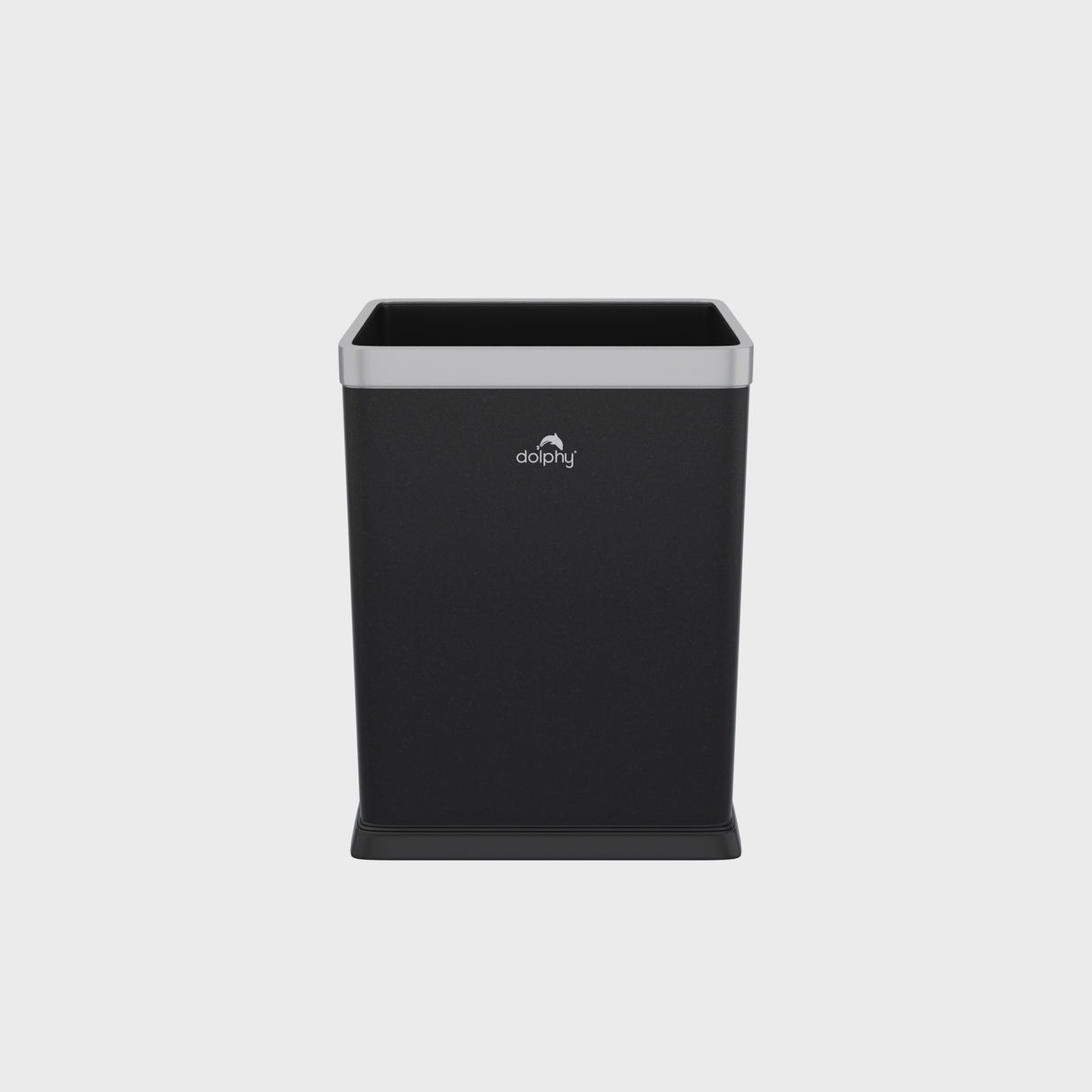 Dolphy 10L Rectangular Stainless Steel Waste Bin – Black Open-Top Dustbin for Bathroom, Office, Hotel & Home Use
