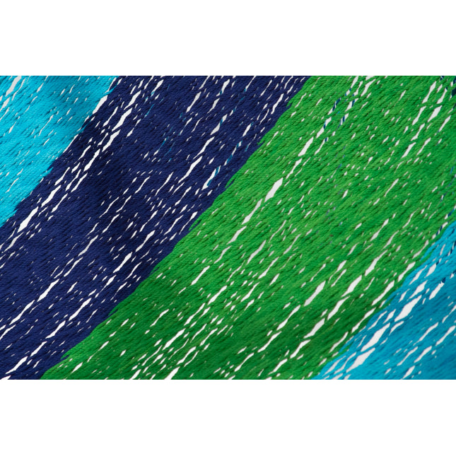 Mayan Legacy Queen Size Outdoor Cotton Mexican Resort Hammock No Fringe in Oceanica Colour