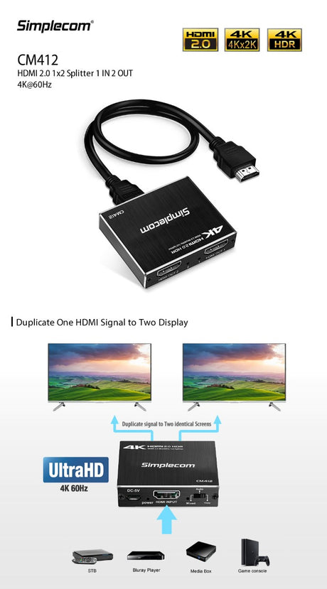 Simplecom Duplicator port HDMI, model CM412.