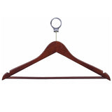 Dolphy Security Wooden Cloth Hanger (Pack of 50) – Brown Timber with Anti-Theft Ring, Non-Slip Bar & Grooved Rod
