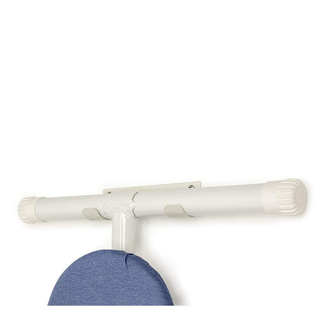White ironing board holder.