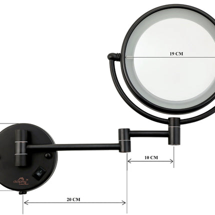 5X LED Magnifying Mirror Wall Mount - Black