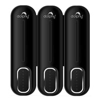Black ABS plastic wall mounted soap dispenser, 300ml, refillable.