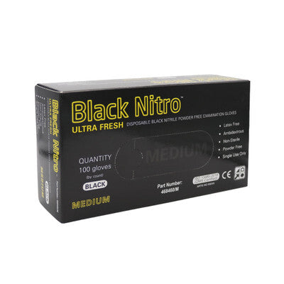 Black Nitrile Ultra Fresh Powder Free (Medium) pack of 10