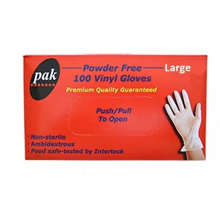 Clear Vinyl Gloves Powder Free (Large)